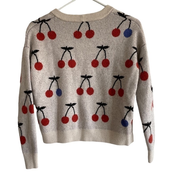 Madewell Wool & Alpaca Cherry Jacquard Pullover Sweater, Size XXS - Picture 8 of 9